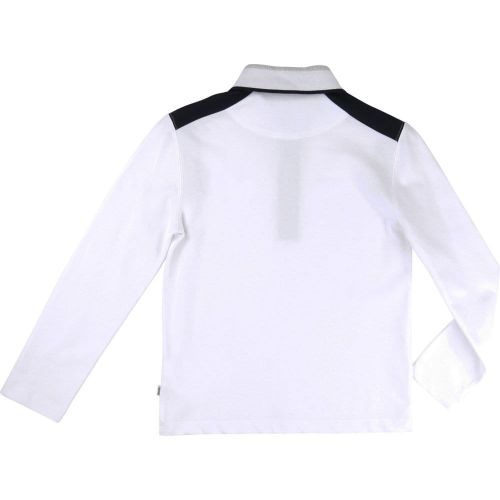 Boys White Shoulder Panel L/s Polo Shirt 16717 by BOSS from Hurleys