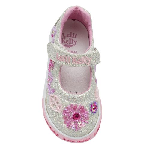 Baby Silver Glitter Daisy Dolly Shoes (20-24) 39319 by Lelli Kelly from Hurleys
