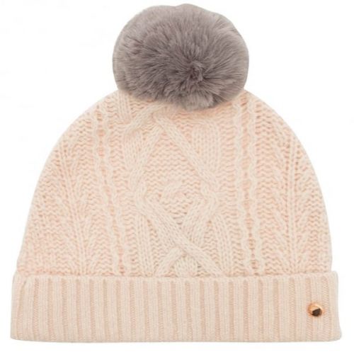 Womens Nude Pink Kyliee Cable Knit Bobble Hat 18630 by Ted Baker from Hurleys