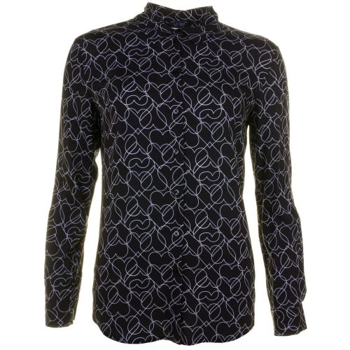 Womens Blue & White Outline Heart Print Shirt 58990 by Armani Jeans from Hurleys