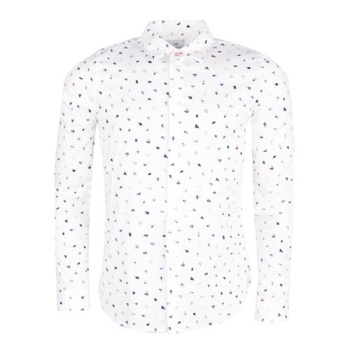 Mens White Printed Slim Fit L/s Shirt 24066 by PS Paul Smith from Hurleys
