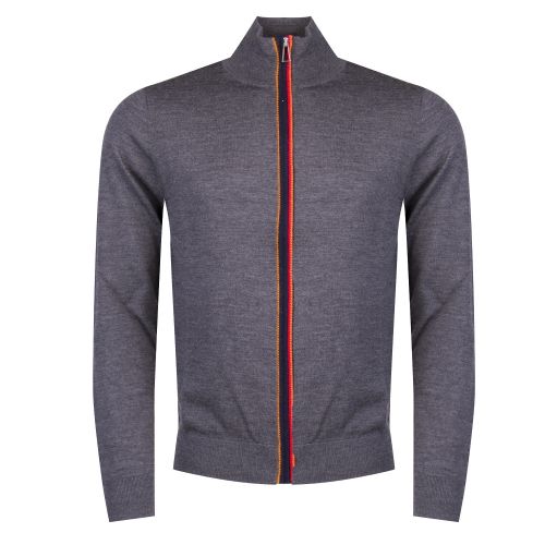 Mens Grey Alpaca Contrast Zip-Through Knitted Jacket 28780 by PS Paul Smith from Hurleys