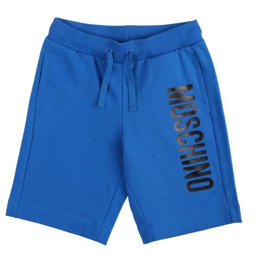 Boys French Blue Branded Leg Sweat Shorts 58476 by Moschino from Hurleys