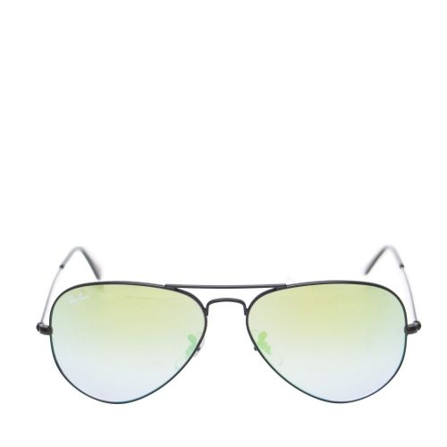 Black/Green RB3025 Aviator Mirror Sunglasses 29524 by Ray-Ban from Hurleys