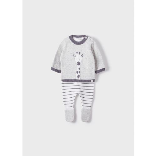 Baby Dark Blue/Grey Giraffe Knitted Outfit 106466 by Mayoral from Hurleys