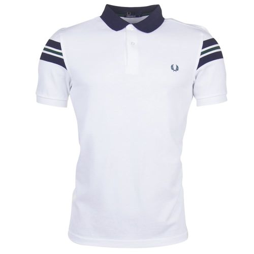 Mens White Bomber Sleeve Pique S/s Polo Shirt 71414 by Fred Perry from Hurleys