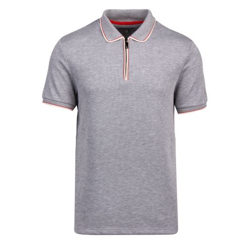 Mens Grey Marl Sello Zip Neck S/s Polo Shirt 85703 by Ted Baker from Hurleys