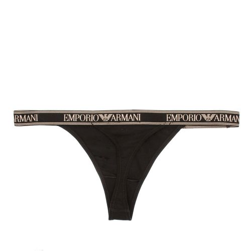 Womens Black Logo Band 2 Pack Thongs 93100 by Emporio Armani Bodywear from Hurleys