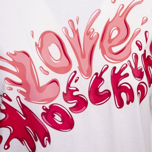 Womens White/Pink Splash Logo S/s T Shirt 85866 by Love Moschino from Hurleys