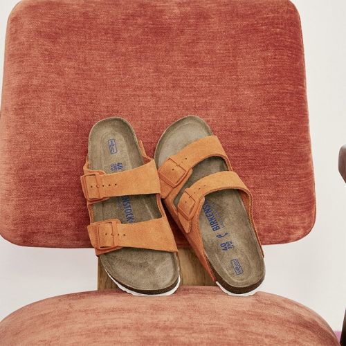 Womens Orange Arizona Suede Soft Footbed Sandals 106127 by Birkenstock from Hurleys