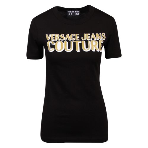 Womens Black Metallic Foil Logo S/s T Shirt 55203 by Versace Jeans Couture from Hurleys