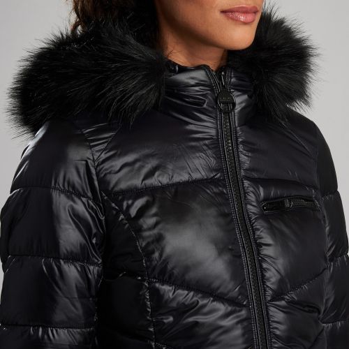 Womens Black Premium Strike Hooded Quilted Jacket 51398 by Barbour International from Hurleys