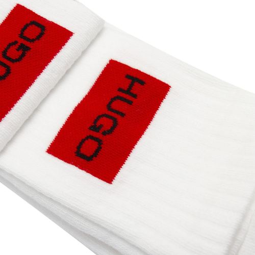 Mens White 2 Pack Rib Label Sports Socks 76607 by HUGO from Hurleys