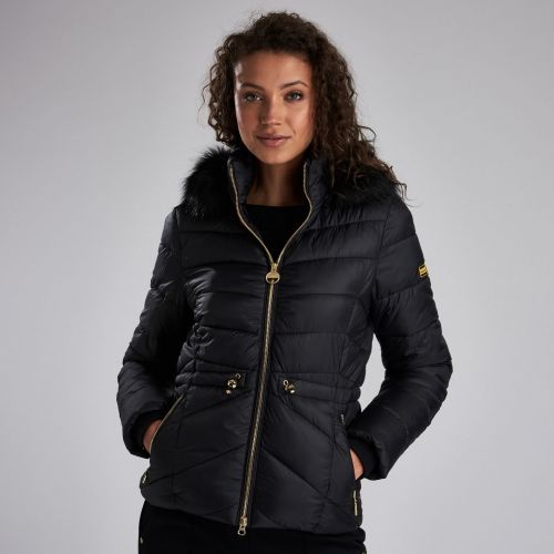Womens Black Island Hooded Quilted Jacket 46661 by Barbour International from Hurleys