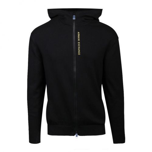 Mens Black/Yellow Branded Zip Through Hooded Cardigan 101559 by Armani Exchange from Hurleys