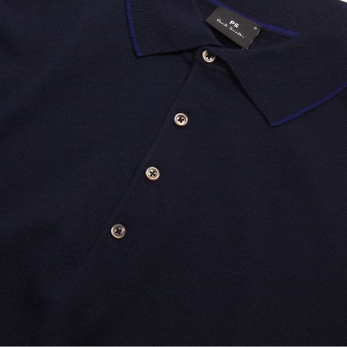 Mens Navy Merino Knit L/s Polo Shirt 28778 by PS Paul Smith from Hurleys