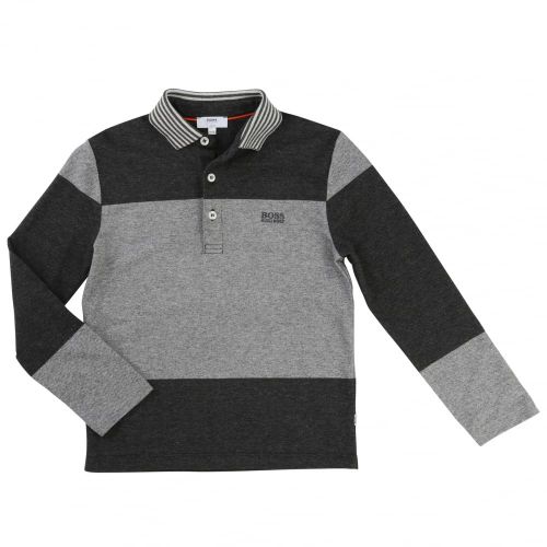 Boys Grey Colour Block L/s Polo Shirt 65428 by BOSS from Hurleys