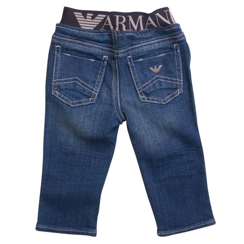Baby Blue Wash Branded Waistband Jeans 6463 by Armani Junior from Hurleys