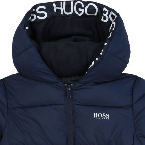 Boys Navy Branded Hooded Padded Jacket 75633 by BOSS from Hurleys