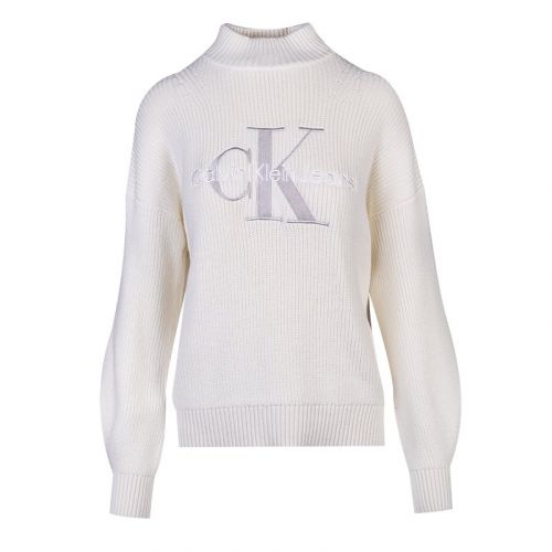 Womens Tofu Two Tone Monogram Loose Knitted Sweat Top 102781 by Calvin Klein from Hurleys