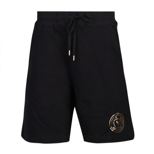 Mens Black/Gold Emblem Sweat Shorts 102840 by Versace Jeans Couture from Hurleys