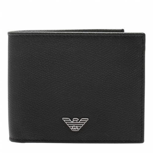 Mens Black Branded Leather Bifold Wallet 45755 by Emporio Armani from Hurleys