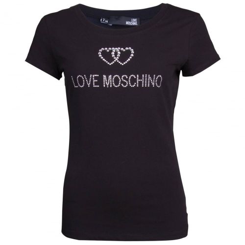 Womens Black Jewel Logo S/s T Shirt 17920 by Love Moschino from Hurleys