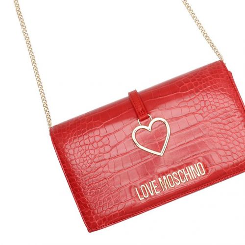 Womens Red Croc Heart Clutch Crossbody Bag 92726 by Love Moschino from Hurleys