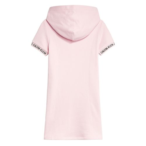 Girls Chalk Pink Logo Tape Hooded Sweater Dress 56109 by Calvin Klein from Hurleys