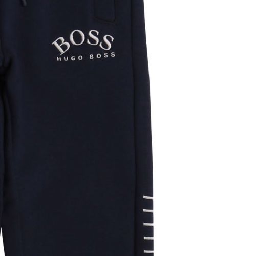 Boys Navy/Silver Embroidered Logo Sweat Pants 76301 by BOSS from Hurleys