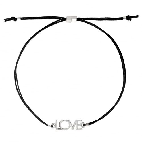 Womens Silver & Black Leyyda Love Kiss Cord Bracelet 68753 by Ted Baker from Hurleys