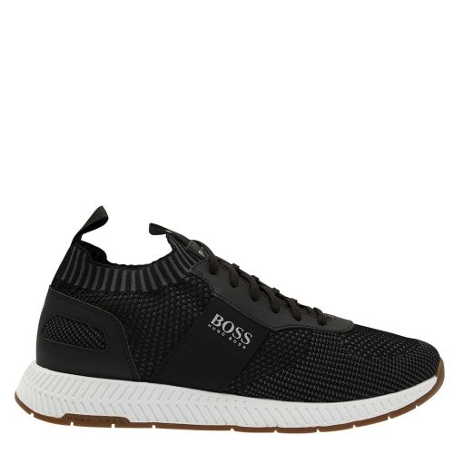 Athleisure Mens Black Titanium_Runn_Knit Trainers 37949 by BOSS from Hurleys