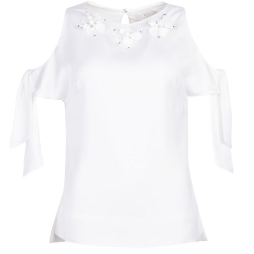 Womens White Yanas Embellished Neck Top 25809 by Ted Baker from Hurleys