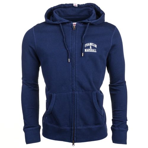 Mens Navy Hooded Zip Sweat Top 66155 by Franklin + Marshall from Hurleys