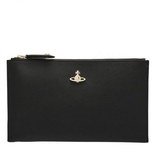Womens Black/Gold Orb Victoria Saffiano Zip Clutch 77363 by Vivienne Westwood from Hurleys