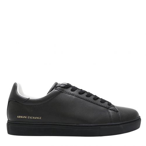 Mens Black Paris Gold Logo Trainers 96192 by Armani Exchange from Hurleys
