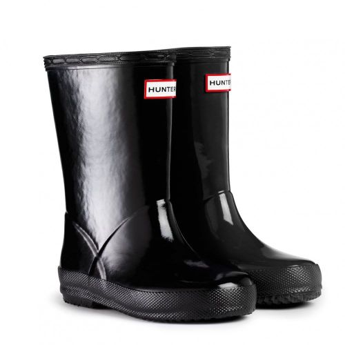 Kids Black First Gloss Wellington Boots (4-8) 66408 by Hunter from Hurleys
