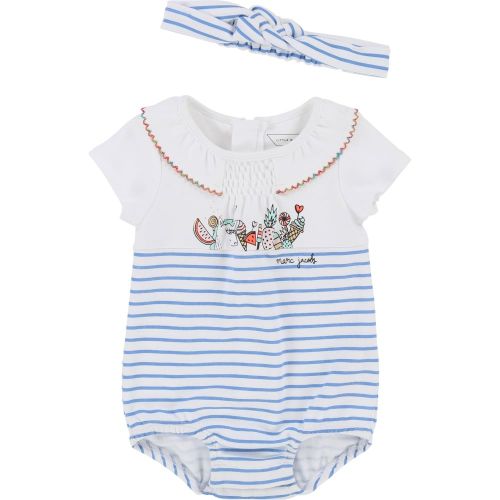 Baby White & Blue Stripe Bodysuit & Headband 19605 by Marc Jacobs from Hurleys