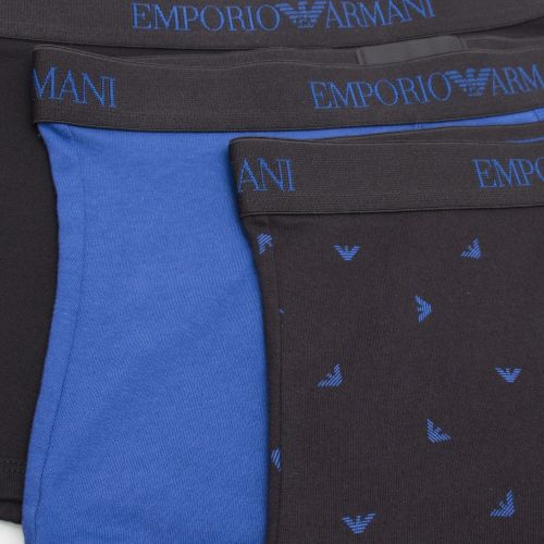 Emporio Armani Mens Black/Blue Multi Print 3 Pack Trunks 48054 by Emporio Armani Bodywear from Hurleys
