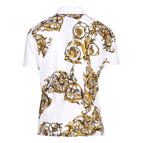Mens White/Gold Baroque Garland Slim S/s Polo Shirt 100894 by Versace Jeans Couture from Hurleys