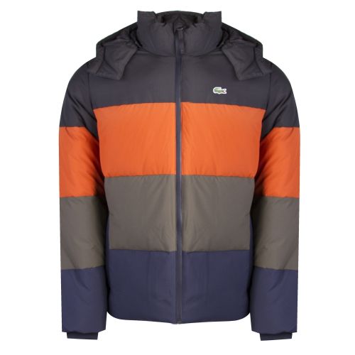 Mens Navy/Orange Tri Colour Padded Coat 30983 by Lacoste from Hurleys