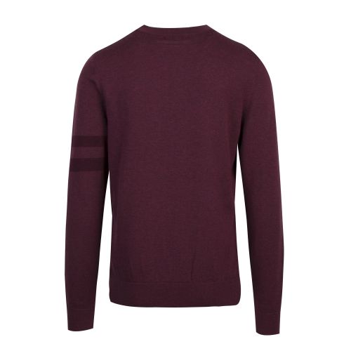 Mens Mahogany Marl Tipped Sleeve Crew Knitted Jumper 52231 by Fred Perry from Hurleys