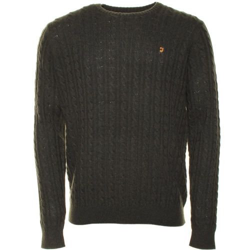 Mens Evergreen Marl Kirtley Cable Crew Knitted Jumper 12051 by Farah from Hurleys