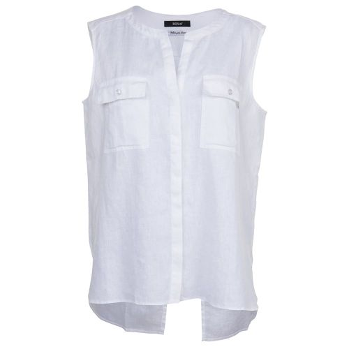 Womens White Sleeveless Shirt 7081 by Replay from Hurleys