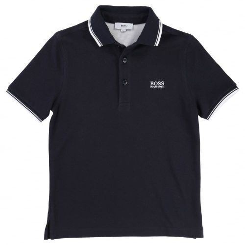 Boys Navy Tipped Branded S/s Polo Shirt 37339 by BOSS from Hurleys