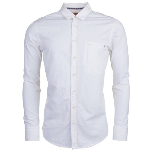 Mens White Elvedge L/s Shirt 6379 by BOSS from Hurleys
