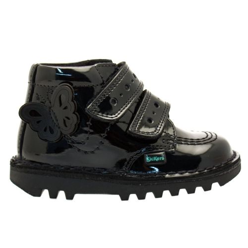 Infant Black Patent Leather Kick Flutter (5-12) 61972 by Kickers from Hurleys