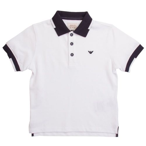 Boys White S/s Polo Shirt 6485 by Armani Junior from Hurleys