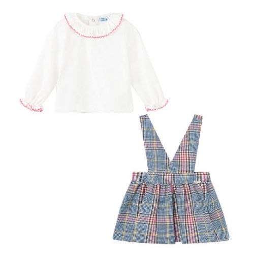Infant Blue Plaid Pinafore & T Shirt Dress 92197 by Mayoral from Hurleys