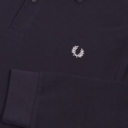 Mens Navy Honeycomb Texture L/s Polo Shirt 32044 by Fred Perry from Hurleys